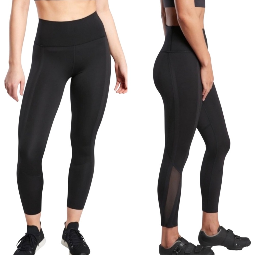 Athleta High Gear 7/8 Tight Black High Rise Mesh Leggings MT Medium Tall